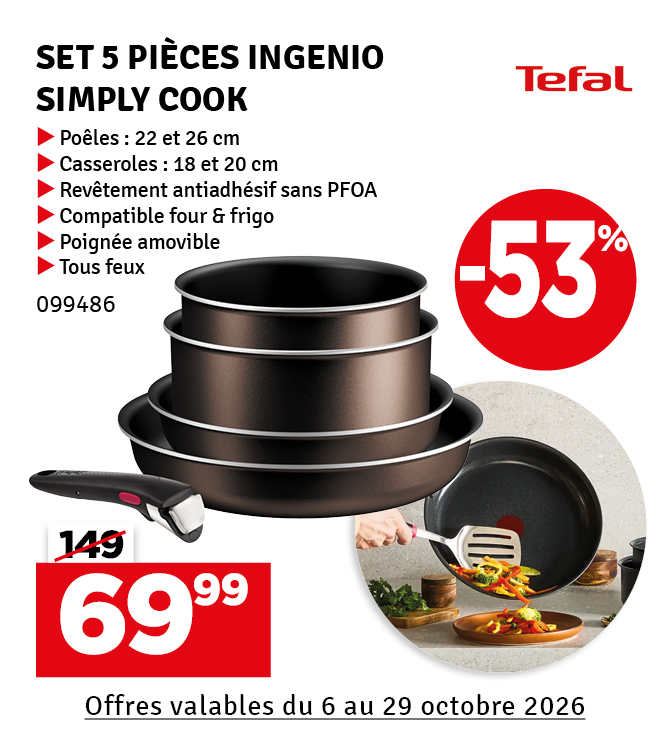Set de poêles Ingenio Simply Cook 5 pièces TEFAL